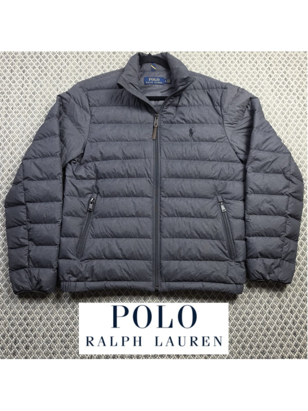Polo Ralph Lauren Mens S Packable Down Puffer Jacket Gray Lightweight Pony
